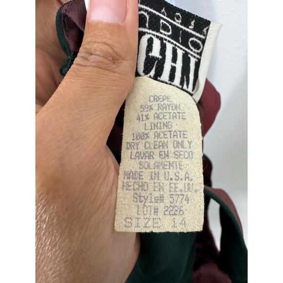 Night Studio New York Green Maxi Dress Vintage USA Made Size 14 - Picture 4 of 9